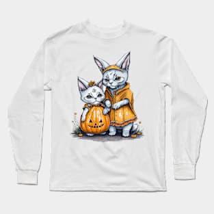 Kittens celebrating Halloween Long Sleeve T-Shirt